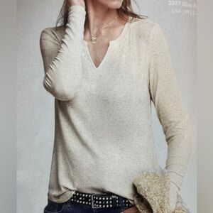 CAbi Oatmeal Ribbed Oversize Long Sleeve Tee, sz Sm fits 6/10